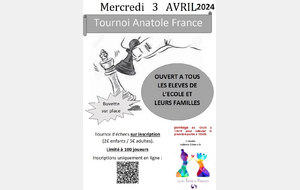 Tournoi Scolaire Anatole France  03 avril 2024